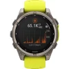 Garmin Fenix 8 Solar 47mm Titanium Multisport GPS Yellow Silicone Strap Smartwatch