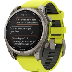 Garmin Fenix 8 Solar 47mm Titanium Multisport GPS Yellow Silicone Strap Smartwatch