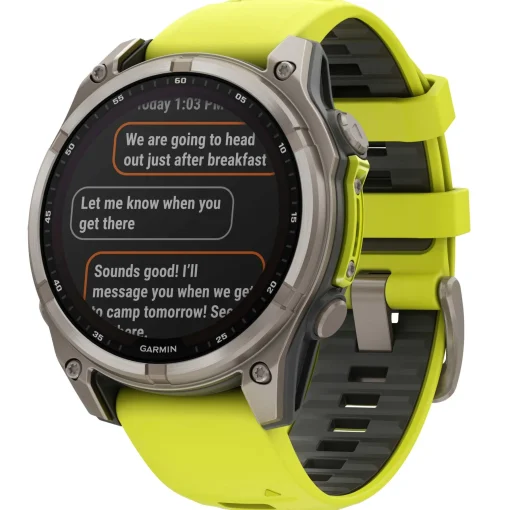 Garmin Fenix 8 Solar 47mm Titanium Multisport GPS Yellow Silicone Strap Smartwatch