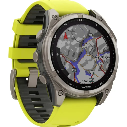 Garmin Fenix 8 Solar 47mm Titanium Multisport GPS Yellow Silicone Strap Smartwatch