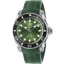 Gucci Dive 40mm Green Rubber Strap Automatic Men’s Watch