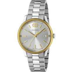 Gucci G-Timeless 38mm Stainless Steel and Yellow Gold Plated Watch