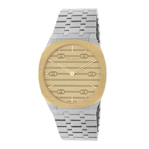 Gucci 25H 34mm Stainless Steel and Gold Plated Watch