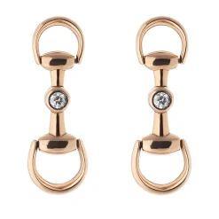 Gucci Horsebit 18ct Rose Gold Diamond Drop Earrings