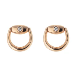 Gucci Horsebit 18ct Rose Gold Diamond Stud Earrings