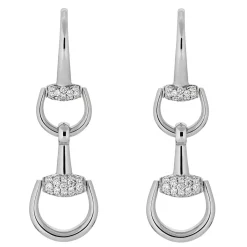 Gucci Horsebit 18ct White Gold Diamond Drop Earrings