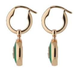 Gucci Interlocking 18ct Rose Gold Green Drop Earrings