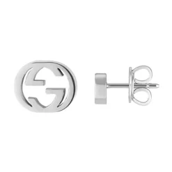 Gucci Interlocking 18ct White Gold Stud Earrings
