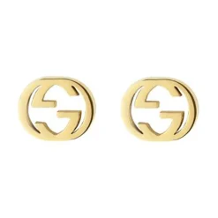 Gucci Interlocking 18ct Yellow Gold Stud Earrings