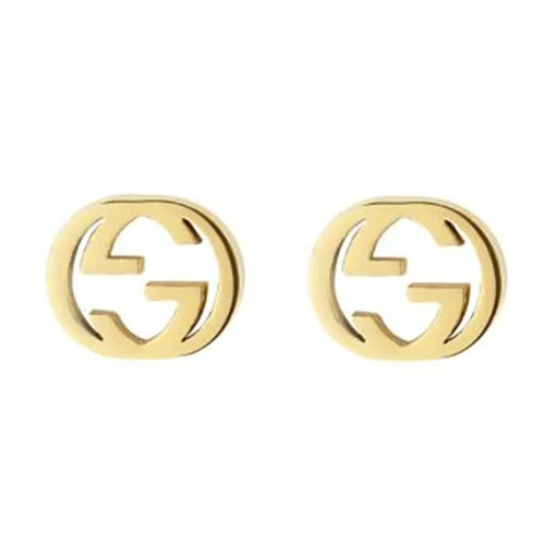 Gucci Interlocking 18ct Yellow Gold Stud Earrings