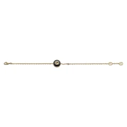 Gucci Interlocking 18ct Yellow Gold Diamond Onyx Bracelet