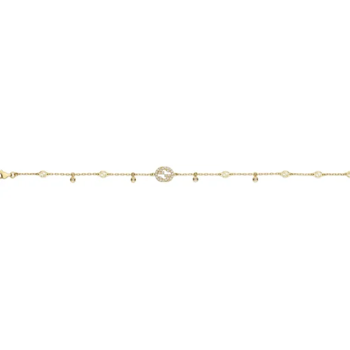Gucci Interlocking 18ct Yellow Gold Diamond Bracelet