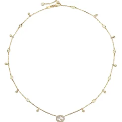 Gucci Interlocking 18ct Yellow Gold Diamond Necklace