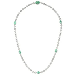 Gucci Interlocking G Silver Boule Necklace