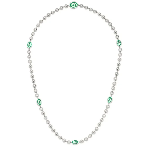 Gucci Interlocking G Silver Boule Necklace