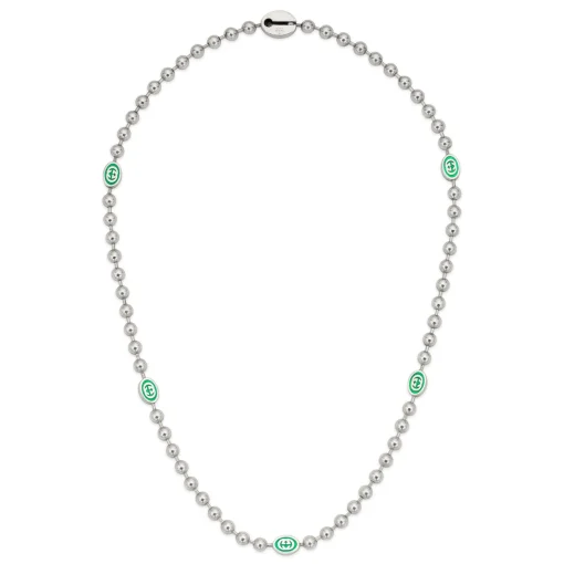 Gucci Interlocking G Silver Boule Necklace