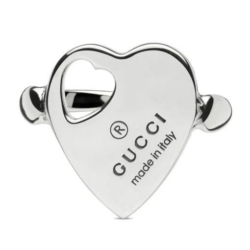 Gucci Trademark Silver Heart Ring