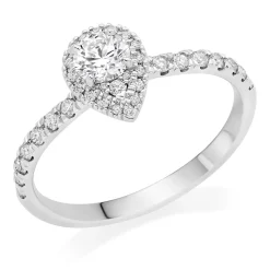 Hearts On Fire Platinum Pear-Shaped Diamond Halo Ring