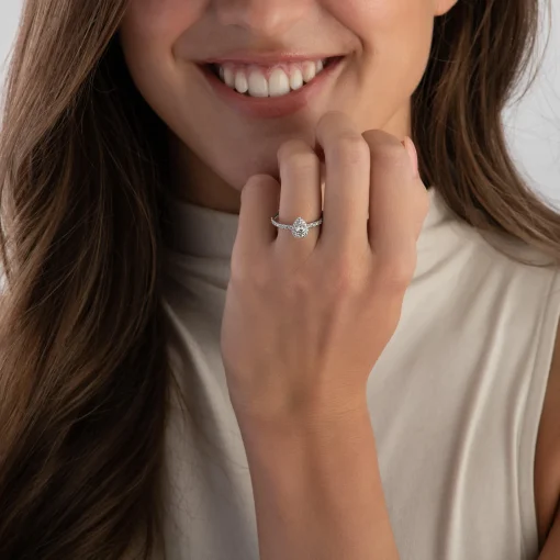 Hearts On Fire Platinum Pear-Shaped Diamond Halo Ring