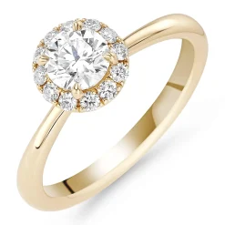 Hearts On Fire Vela 18ct Yellow Gold Diamond Halo Engagement Ring