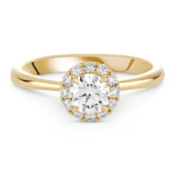 Hearts On Fire Vela 18ct Yellow Gold Diamond Halo Engagement Ring