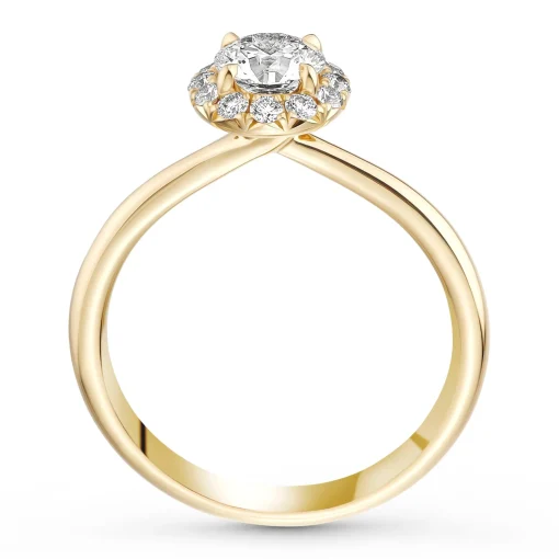 Hearts On Fire Vela 18ct Yellow Gold Diamond Halo Engagement Ring