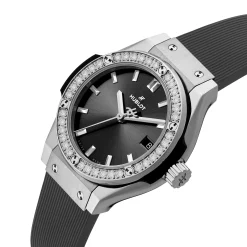 Hublot Classic Fusion Racing Grey Titanium Diamonds 29mm Ladies Watch