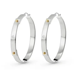 Lauren Ralph Lauren Silver Two Tone Hoop Earrings