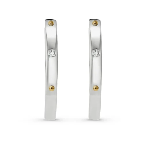 Lauren Ralph Lauren Silver Two Tone Hoop Earrings