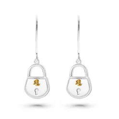 Lauren Ralph Lauren Silver Two-Tone Padlock Drop Earrings