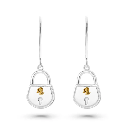 Lauren Ralph Lauren Silver Two-Tone Padlock Drop Earrings
