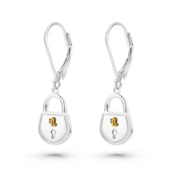Lauren Ralph Lauren Silver Two-Tone Padlock Drop Earrings