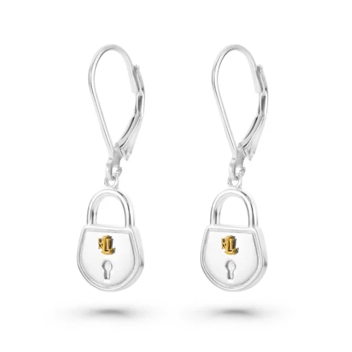 Lauren Ralph Lauren Silver Two-Tone Padlock Drop Earrings