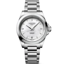 Longines Conquest 34mm Diamond Mother of Pearl Automatic Ladies Watch