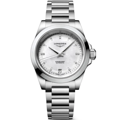 Longines Conquest 34mm Diamond Mother of Pearl Automatic Ladies Watch