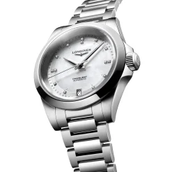 Longines Conquest 34mm Diamond Mother of Pearl Automatic Ladies Watch