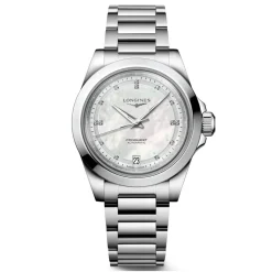 Longines Conquest 34mm Diamond Mother of Pearl Automatic Ladies Watch