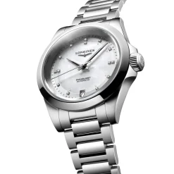 Longines Conquest 34mm Diamond Mother of Pearl Automatic Ladies Watch