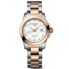 Longines Conquest 29.5mm Stainless Steel and Rose Gold PVD Diamond Ladies Watch