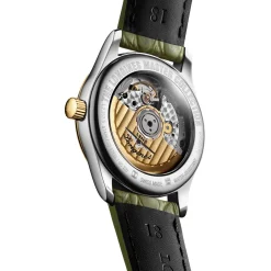 Longines Master Collection 34mm 18ct Yellow Gold Green Leather Strap Automatic Ladies Watch