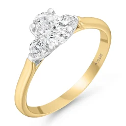 Maple Leaf Diamonds 18ct Yellow Gold Diamond Oval-Shaped Three-Stone Engagement Ring