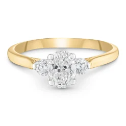 Maple Leaf Diamonds 18ct Yellow Gold Diamond Oval-Shaped Three-Stone Engagement Ring