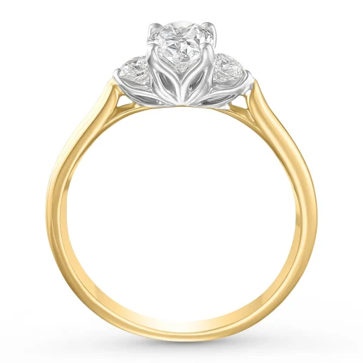 Maple Leaf Diamonds 18ct Yellow Gold Diamond Oval-Shaped Three-Stone Engagement Ring