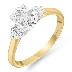 Maple Leaf Diamonds 18ct Yellow Gold Diamond Oval Shaped Three-Stone Engagement Ring