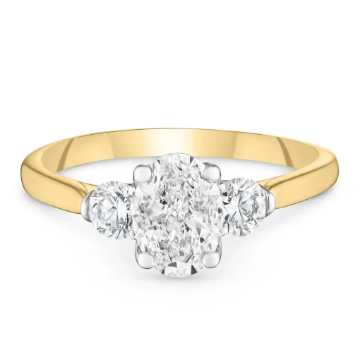 Maple Leaf Diamonds 18ct Yellow Gold Diamond Oval Shaped Three-Stone Engagement Ring