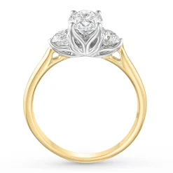 Maple Leaf Diamonds 18ct Yellow Gold Diamond Oval Shaped Three-Stone Engagement Ring