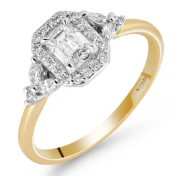 Maple Leaf Diamonds 18ct Yellow Gold Emerald Cut Diamond Engagement Ring