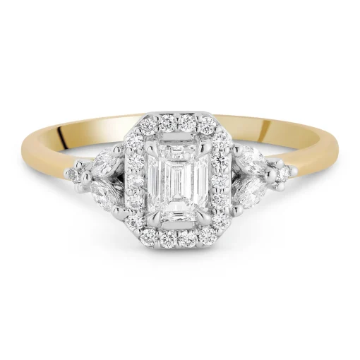 Maple Leaf Diamonds 18ct Yellow Gold Emerald Cut Diamond Engagement Ring