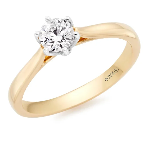 Maple Leaf Diamonds Eternal Flame 18ct Yellow Gold Diamond Solitaire Ring
