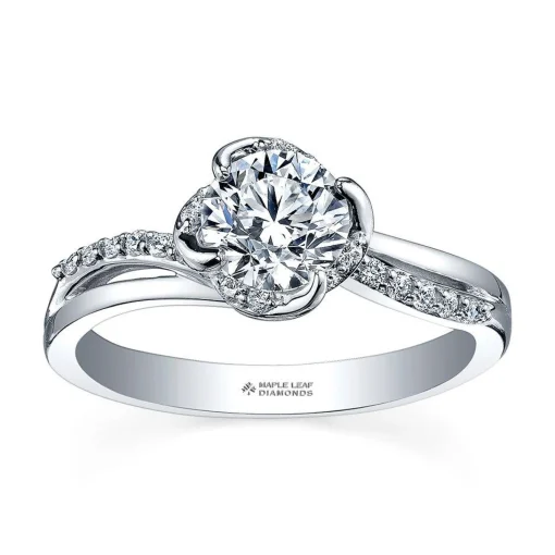 Maple Leaf Diamonds Wind's Embrace 18ct White Gold Diamond Solitaire Engagement Ring